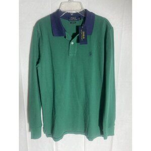 Polo Ralph Lauren Youth Long Sleeve Polo Green Navy Blue Size L(14-16) Classic